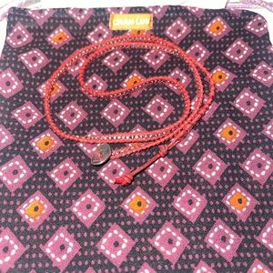 CHAN LUU STERLING SILVER WRAP BRACELET ON NATURAL RED LEATHER 16”